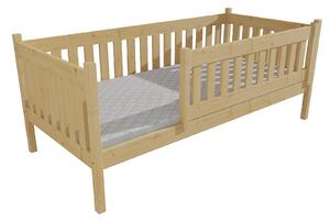 Vomaks Dětská postel M 012 NEW* se zábranou Rozměr: 70 x 160 cm, Barva: surové dřevo