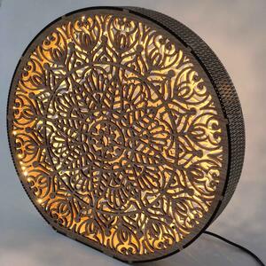 Dřevěná dekorativní lampa s mandalou | LYLI: HDF - Ořech 20 cm 4783-115150 LED0604