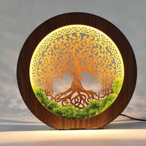 Strom života LED lampa ze dřeva a měchu | ZIVENA: HDF - Ořech 20 cm 4785-115180 LED0610