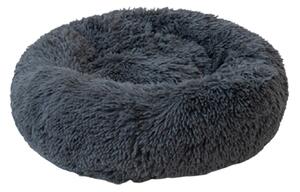 Tmavě šedý fluffy pelíšek - 70x70x26 cm (Oválný pelíšek z příjemného hřejivého plyše, který je hebký na dotek. Pelíšek je v tmavě šedé barvě.)