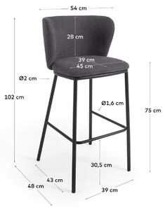 Barová židle arun 75 cm tmavě šedá