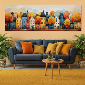 Obraz na plátně - Barevné městečko Preston FeelHappy.cz Velikost obrazu (šířka x výška): 120 x 40 cm