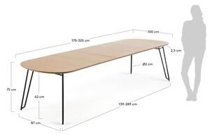 Rozkládací jídelní stůl vanoc 170 (320) x 100 cm přírodní