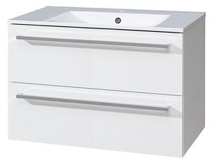 Mereo Mereo, Bino, koupelnová skříňka s keramickým umyvadlem 81 cm, bílá, dub, CN661