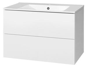 Mereo Mereo, Aira, koupelnová skříňka s keramickým umyvadlem 81 cm, bílá, dub, šedá, CN711