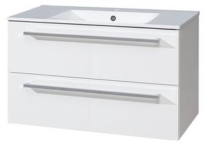Mereo Mereo, Bino, koupelnová skříňka s keramickým umyvadlem 101 cm, bílá, dub, CN662