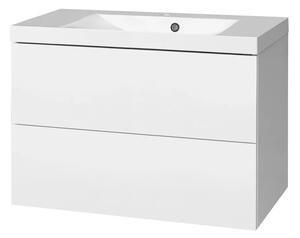 Mereo Mereo, Aira, koupelnová skříňka s umyvadlem z litého mramoru 81 cm, bílá, dub, šedá, CN711M