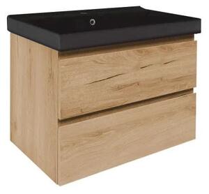 Koupelnová skříňka s umyvadlem SAT B-Way 79x50x45 cm dub mat BWAY280OAKU1B