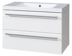 Mereo Mereo, Bino, koupelnová skříňka s umyvadlem z litého mramoru 81 cm, bílá, dub, CN661M