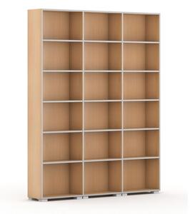 Knihovna SILVER LINE, 3 sloupce, 2230 x 1800 x 400 mm, buk
