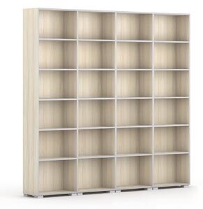 Knihovna SILVER LINE, 4 sloupce, 2230 x 2400 x 400 mm, dub přírodní