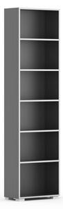 Knihovna SILVER LINE, 1 sloupec, 2230 x 600 x 400 mm, grafit