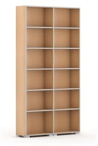 Knihovna SILVER LINE, 2 sloupce, 2230 x 1200 x 400 mm, buk