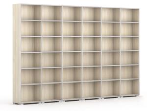 Knihovna SILVER LINE, 6 sloupců, 2230 x 3600 x 400 mm, dub přírodní