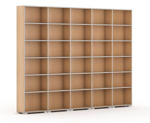 Knihovna SILVER LINE, 5 sloupců, 2230 x 3000 x 400 mm, buk