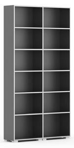 Knihovna SILVER LINE, 2 sloupce, 2230 x 1200 x 400 mm, grafit