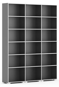 Knihovna SILVER LINE, 3 sloupce, 2230 x 1800 x 400 mm, grafit