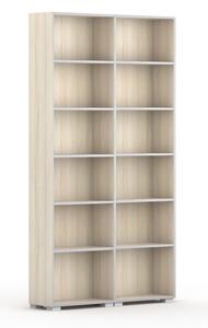 Knihovna SILVER LINE, 2 sloupce, 2230 x 1200 x 400 mm, dub přírodní
