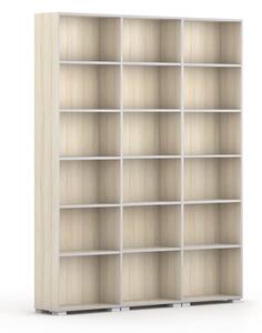 Knihovna SILVER LINE, 3 sloupce, 2230 x 1800 x 400 mm, dub přírodní