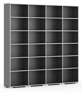 Knihovna SILVER LINE, 4 sloupce, 2230 x 2400 x 400 mm, grafit