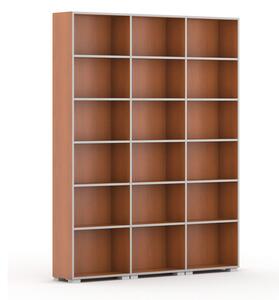 Knihovna SILVER LINE, 3 sloupce, 2230 x 1800 x 400 mm, třešeň