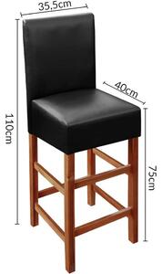 2-dílný set barových židlí z akáciového dřeva - černé, Casaria