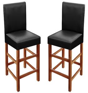 2-dílný set barových židlí z akátového dřeva - černé, Casaria