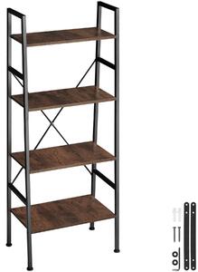 Tectake Žebříkový regál Newcastle industrial 57,5 ​​x 35,5 x 139 cm - Industriální dřevo tmavé, rustikální