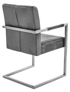 Konferenční židle Asteg s područkami, nerez, šedý samet
