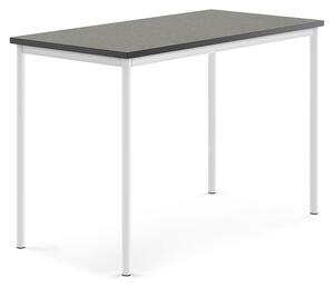 AJ Produkty Stůl SONITUS, 1400x700x900 mm, bílé nohy, deska s linoleem, tmavě šedá