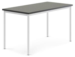 AJ Produkty Stůl SONITUS, 1400x700x760 mm, bílé nohy, deska s linoleem, tmavě šedá
