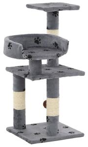 Škrabadlo pro kočky se sisalovými sloupky 65 cm šedé s tlapkami 170608