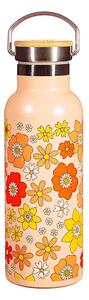 Oranžová nerezová dětská lahev 500 ml 70s Floral - Sass & Belle