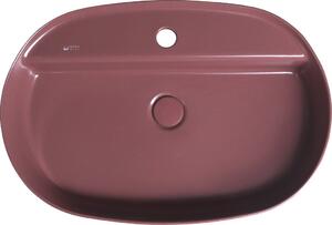 Isvea INFINITY OVAL keramické retro umyvadlo na desku, 60x40cm, maroon red 10NF65060-2R