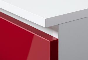 Psací stůl RADANA, 155x77x85, bílá/červená, levá