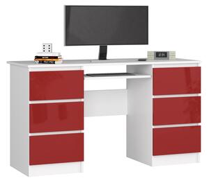 Psací stůl A-11, 135x77x50, bílá/červená