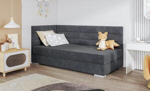 Čalouněná postel 90x200 KERNIA 5 - tmavě šedá, levé provedení