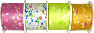 Set 4x Stuha taftová COLOR SPLASH růžová, bílá, zelená, oranžová 4x (40mm x 2m)