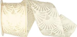 Stuha taftová ART DÉCO CREAM krémová průsvitná 40mm x 2m (13,-Kč/m)