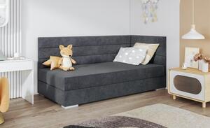 Čalouněná postel 90x200 KERNIA 5 - tmavě šedá, pravé provedení