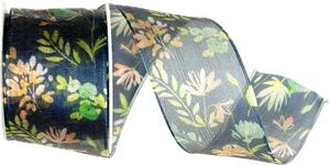 Stuha taftová BLOSSOM TALE MIDNIGHT černá průsvitná 40mm x 2m (13,-Kč/m)