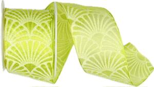 Stuha taftová ART DÉCO GREEN světle zelená průsvitná 40mm x 2m (13,-Kč/m)