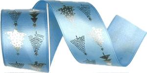 Stuha vánoční SILVER TREES SKY BLUE modrá 40mm x 2m (15,-Kč/m)