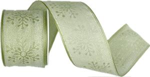 Stuha vánoční SNOW WHISPER GREEN zelená 40mm x 2m (15,-Kč/m)