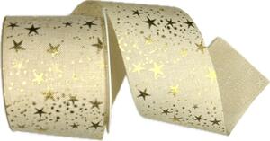 Stuha vánoční Starlight Wishes – Champagne Glow krémová 60mm x 3m (16,-Kč/m)