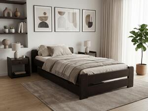 Postel Emily 80 x 200 cm, ořech s lamelovým roštem a matrací Deluxe 10 cm