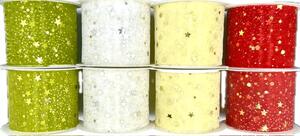 Stuha vánoční Organza Starshine – Sada 8ks - 60mm x 3m (15,-Kč/m)