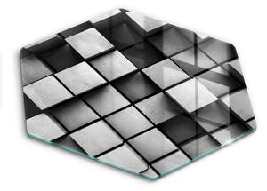 Skleněná deska do kuchyně Abstraktní 3d čtverce