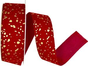 Stuha vánoční sametová VELUTTO STARDUST RED červená 25mm x 3m (12,-Kč/m)