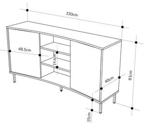 Komoda Houseland Frem 150 cm šedo-zelená